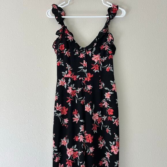 Divided H&M floral tank ruffle strap crop jumper jumpsuit button front boho 4 - Picture 2 of 13